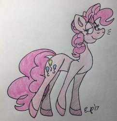Size: 2281x2353 | Tagged: safe, pinkie pie, earth pony, pony, g4, female, high res, simple background, smug, solo, traditional art, white background