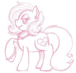 Size: 550x525 | Tagged: safe, artist:heart-of-stitches, oc, oc only, earth pony, pony, female, jewelry, mare, monochrome, necklace, pearl necklace, raised hoof, solo