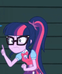 Size: 284x338 | Tagged: safe, sci-twi, twilight sparkle, equestria girls, movie magic, spoiler:eqg specials, animated, cropped, cute, female, geode of telekinesis, gif, oh no you didn't, ponytail, reaction image, solo, wagging finger