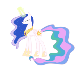 Size: 797x687 | Tagged: safe, artist:n238900, part of a set, princess celestia, alicorn, pony, g4, dyed hair, dyed mane, eyes closed, female, magic, simple background, smiling, solo, vector, white background