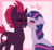 Size: 1462x1338 | Tagged: safe, artist:adostume, fizzlepop berrytwist, tempest shadow, twilight sparkle, pony, unicorn, g4, my little pony: the movie, blushing, broken horn, daaaaaaaaaaaw, eye scar, eyes closed, female, heart, horn, lesbian, mare, nuzzling, romantic, scar, ship:tempestlight, shipping, time paradox