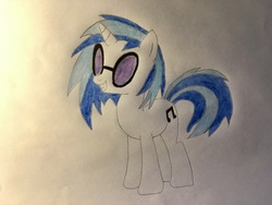 Size: 4032x3024 | Tagged: safe, artist:yukinedash, dj pon-3, vinyl scratch, pony, g4, female, high res, solo, traditional art