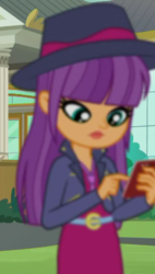 Size: 338x596 | Tagged: safe, screencap, ginger owlseye, equestria girls, g4, my little pony equestria girls: better together, super squad goals, background human, cropped, cute, fedora, female, hat, op i can't see shit, solo