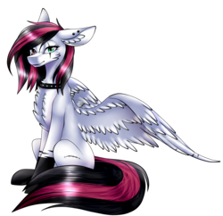 Size: 3415x3309 | Tagged: safe, artist:karmaswrath, oc, oc only, oc:emala jiss, pegasus, pony, female, heterochromia, high res, mare, simple background, sitting, solo, spread wings, transparent background, wings