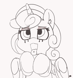 Size: 1280x1362 | Tagged: safe, artist:pabbley, princess flurry heart, pony, g4, 30 minute art challenge, ahegao, eyeshadow, female, makeup, monochrome, older, open mouth, piercing, princess emo heart, running makeup, solo, tongue out