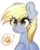 Size: 2190x2758 | Tagged: safe, artist:fluffymaiden, derpy hooves, pegasus, pony, g4, bust, cute, derpabetes, female, food, high res, mare, muffin, pictogram, simple background, smiling, solo, speech bubble, white background