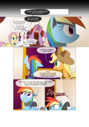 Size: 3541x5016 | Tagged: safe, artist:gashiboka, applejack, fluttershy, rainbow dash, rarity, spike, dragon, pony, comic:recall the time of no return, g4, absurd resolution, adult, adult spike, blushing, comic, older, older spike