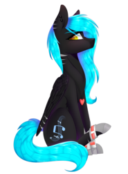 Size: 1618x2188 | Tagged: safe, artist:ohhoneybee, oc, oc only, oc:nightmare gold, pegasus, pony, female, mare, simple background, sitting, solo, transparent background