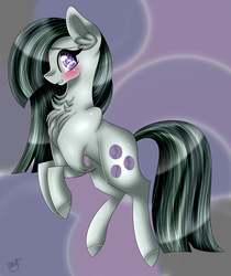 Size: 3533x4200 | Tagged: safe, artist:cat-chai, marble pie, earth pony, pony, g4, abstract background, blushing, chest fluff, female, high res, rearing, solo