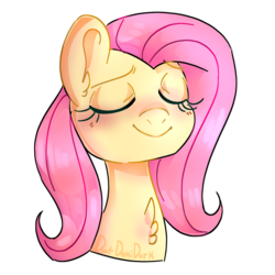 Size: 1000x1000 | Tagged: safe, artist:datdokidork, fluttershy, pegasus, pony, g4, bust, chest fluff, eyes closed, female, portrait, simple background, smiling, solo, transparent background