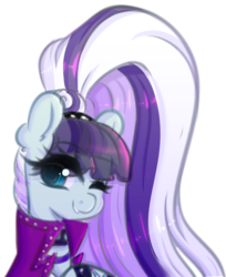 Size: 2315x2833 | Tagged: safe, artist:fluffymaiden, coloratura, earth pony, pony, g4, bust, countess coloratura, female, high res, long mane, mare, one eye closed, portrait, simple background, smiling, white background, wink