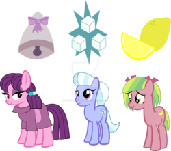 Size: 1024x907 | Tagged: safe, artist:magictimeymare12, lemon zest, sugar belle, sugarcoat, earth pony, pony, g4, alternate hairstyle, alternate universe, equestria girls ponified, female, mare, ponified, vector, watermark