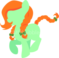 Size: 1024x1017 | Tagged: safe, artist:mobubbles, oc, oc only, oc:spring leap, earth pony, pony, blue eyes, cute, female, filly, green pony, orange, ribbon, silhouette, watermark