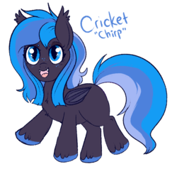 Size: 702x668 | Tagged: safe, artist:lulubell, oc, oc only, oc:cricket, bat pony, female, filly, freckles, offspring, parent:night watch, solo