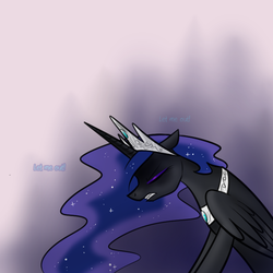 Size: 750x750 | Tagged: safe, artist:cosmalumi, nightmare moon, princess luna, tumblr:ask queen moon, g4, gritted teeth, solo, tumblr, voice