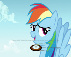 Size: 750x600 | Tagged: safe, rainbow dash, fame and misfortune, g4, season 7, choice, dialogue wheel, female, mass effect, meme, nervous, paragon, renegade, solo, text, wheel