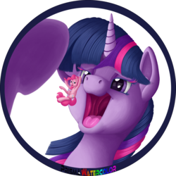 Size: 2500x2500 | Tagged: safe, artist:prismawatercolor, derpibooru exclusive, pinkie pie, twilight sparkle, earth pony, pony, g4, colored eyelashes, commission, endosoma, esophagus, female, fetish, giantess, high res, imminent vore, macro, mawshot, micro, open mouth, oral invitation, pinkie prey, simple background, slimy, taste buds, transparent background, twipred, unwilling, vore