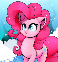 Size: 1500x1600 | Tagged: safe, artist:madacon, pinkie pie, earth pony, pony, g4, cheek fluff, cute, diapinkes, ear fluff, female, mare, snow, snowfall, solo