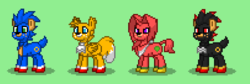 Size: 1217x409 | Tagged: safe, artist:chilidogplaza, oc, oc:seraphim cyanne, pony, pony town, knuckles the echidna, male, miles "tails" prower, ponified, shadow the hedgehog, sonic the hedgehog, sonic the hedgehog (series)