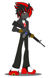 Size: 1508x2245 | Tagged: safe, artist:trungtranhaitrung, equestria girls, g4, crossover, equestria girls-ified, gun, male, no trigger discipline, ow the edge, shadow the hedgehog, simple background, solo, sonic the hedgehog, sonic the hedgehog (series), transparent background, weapon