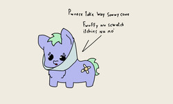 Size: 1280x768 | Tagged: safe, artist:foxhoarder, artist:rick_n_fluffy, fluffy pony, bandaid, cute, elizabethan collar, hugbox, injured, sad, solo