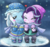 Size: 1280x1209 | Tagged: safe, artist:kingkero, starlight glimmer, trixie, equestria girls, g4, beanie, blush sticker, blushing, clothes, cute, diatrixes, duo, female, glimmerbetes, hat, heart, lesbian, scarf, shared clothing, shared scarf, ship:startrix, shipping, smiling, snow, watch, winter