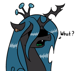 Size: 1400x1293 | Tagged: safe, artist:psicarii, queen chrysalis, changeling, changeling queen, g4, blindfold, bust, crown, female, jewelry, portrait, regalia, simple background, solo, white background