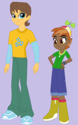 Size: 380x604 | Tagged: safe, artist:owletbrigthness, button mash, caramel, equestria girls, g4, brothers, duo, equestria girls-ified, headcanon, male