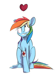Size: 2205x3000 | Tagged: safe, artist:ratann, rainbow dash, g4, female, floating heart, heart, high res, medic, simple background, solo, white background