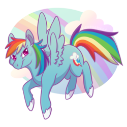 Size: 1000x1000 | Tagged: safe, artist:neothebean, rainbow dash, g4, female, flying, rainbow, solo