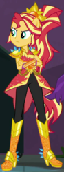 Size: 235x630 | Tagged: safe, screencap, sugilite slight, sunset shimmer, equestria girls, g4, my little pony equestria girls: better together, super squad goals, boots, cropped, crystal guardian, female, high heel boots, offscreen character, ponied up, shoes, solo