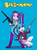 Size: 372x500 | Tagged: safe, artist:amazingpuffhair, aria blaze, sonata dusk, equestria girls, g4, my little pony equestria girls: rainbow rocks, broom, clothes, duo, gun, katakana, kill me baby, m3 grease gun, simple background, smiling, weapon