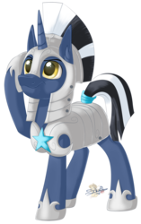 Size: 800x1275 | Tagged: safe, artist:unisoleil, oc, oc only, oc:chrome shield, pony, unicorn, armor, male, salute, simple background, solo, stallion, transparent background