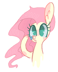 Size: 336x418 | Tagged: safe, artist:cheerishyourlife, fluttershy, pegasus, pony, g4, bust, female, looking at something, no pupils, pac-man eyes, pixel art, portrait, raised hoof, simple background, solo, white background