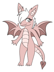 Size: 900x1200 | Tagged: safe, artist:gembix, oc, oc only, oc:berry dragon, dragon, dragon oc, female, hair over one eye, simple background, solo, teenaged dragon, transparent background, wings