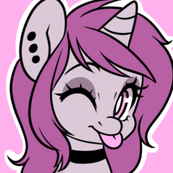 Size: 500x500 | Tagged: safe, artist:lolopan, oc, oc only, oc:wicked silly, pony, :p, one eye closed, tongue out, wink