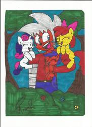 Size: 1700x2338 | Tagged: safe, artist:shawnventura, apple bloom, scootaloo, sweetie belle, oc, g4, cutie mark crusaders, traditional art