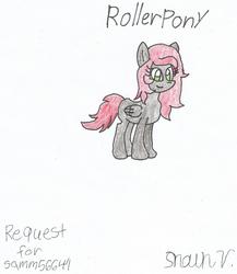 Size: 1438x1656 | Tagged: safe, artist:shawnventura, oc, oc only, oc:rollerpony, request, solo, traditional art