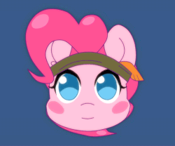Size: 500x415 | Tagged: safe, artist:omegaozone, pinkie pie, g4, animated, blush sticker, blushing, bust, cute, diapinkes, face, female, frame by frame, gif, smiling, solo