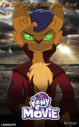 Size: 1479x2360 | Tagged: safe, artist:ejlightning007arts, capper dapperpaws, abyssinian, cat, anthro, g4, my little pony: the movie, chest fluff, clothes, looking at you, male, movie poster, smiling, solo