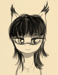 Size: 1011x1297 | Tagged: safe, artist:lunebat, oc, oc only, oc:lunette, bat pony, bust, female, jewelry, looking at you, mare, monochrome, necklace, portrait, sketch