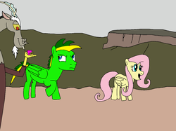 Size: 1024x765 | Tagged: safe, artist:didgereethebrony, discord, fluttershy, oc, oc:didgeree, g4, australia, cliff, cliff face, kanangra boyd national park, lookout, national park, new south wales, valley