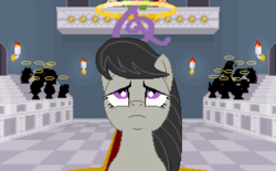 Size: 640x398 | Tagged: safe, artist:herooftime1000, octavia melody, earth pony, pony, octavia in the underworld's cello, g4, bad end, courtroom, cutie mark, cutscene, dead, fan game, halo, pixel art, sad, solo focus