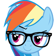 Size: 194x194 | Tagged: artist needed, source needed, safe, rainbow dash, g4, glasses, picture for breezies, simple background, white background