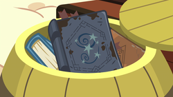Size: 1920x1080 | Tagged: safe, screencap, g4, uncommon bond, barrel, book, foreshadowing, no pony, starswirl's book