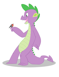 Size: 600x776 | Tagged: safe, artist:queencold, spike, bird, dragon, robin (bird), g4, male, older, older spike, simple background, solo, teenaged dragon, vector, white background