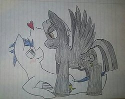 Size: 900x717 | Tagged: safe, artist:existenceinanutshell, soarin', thunderlane, pony, g4, gay, irl, lined paper, male, photo, shipping, soarilane, traditional art