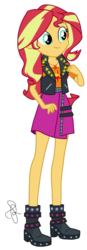 Size: 710x2048 | Tagged: safe, artist:ilaria122, sunset shimmer, equestria girls, equestria girls series, g4, boots, clothes, female, high heel boots, not a vector, shoes, signature, simple background, skirt, solo, transparent background