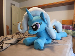 Size: 4608x3456 | Tagged: safe, artist:akiacreations, trixie, g4, irl, life size, lying down, photo, plushie, solo