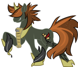 Size: 1400x1200 | Tagged: safe, artist:tartsarts, oc, oc only, oc:wanderer, earth pony, pony, armor, ink, male, nightmare form, quill, simple background, solo, transparent background